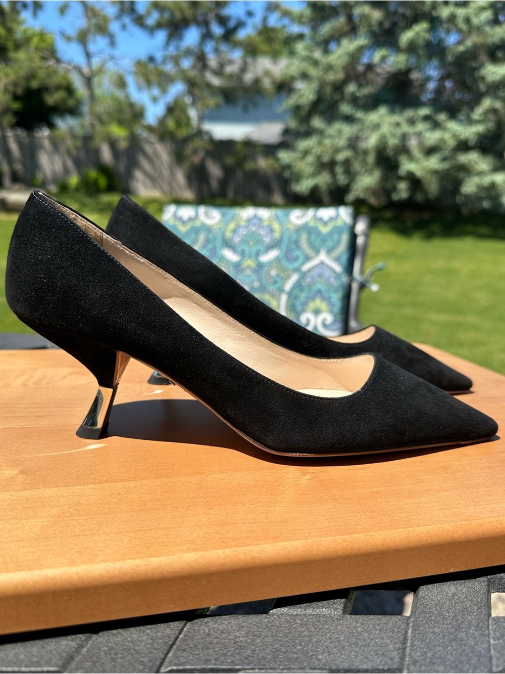 Prada Black Suede Mid-Kitten Heel Pumps - Picture 3 of 8